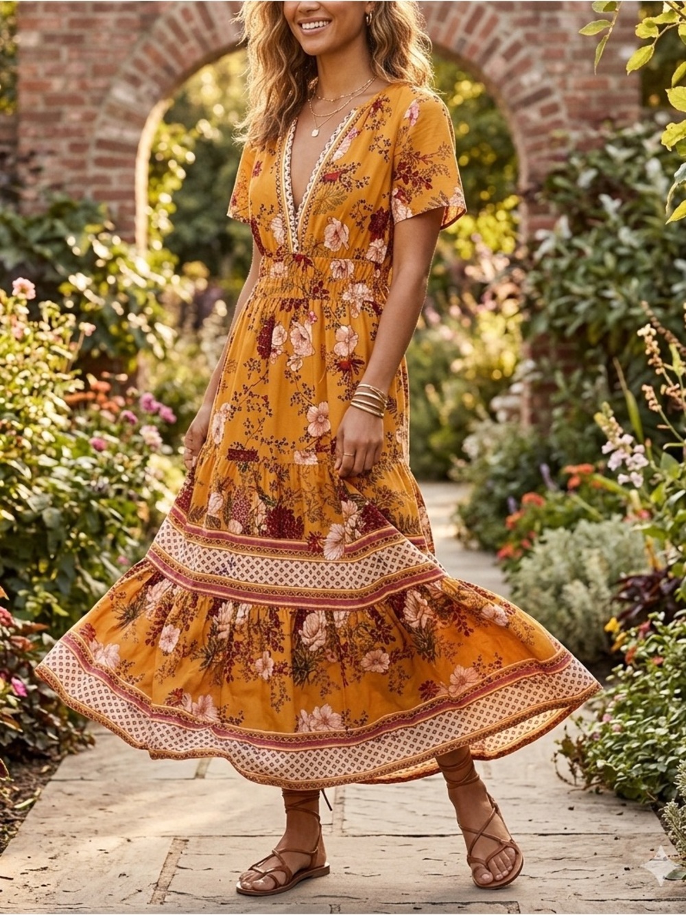 NWT Anthropologie Maeve Sunshine Embroidered Maxi Dress Mustard Floral❤️